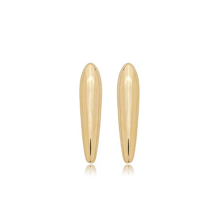 Brinco dourado liso banho em ouro 18K