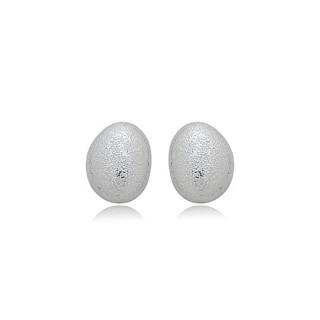 Brinco de base escovado liso banho em rodio branco