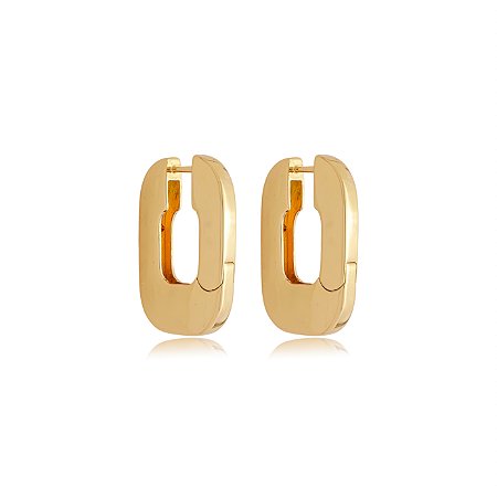 Brinco de argola liso banho em ouro 18k
