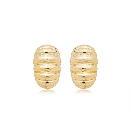 Brinco de argola liso banho em ouro 18k