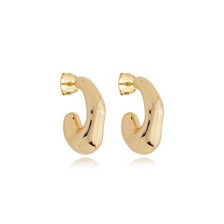 Brinco de argola liso banho em ouro 18k