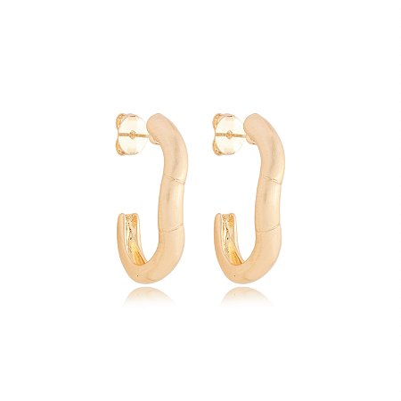Brinco de argola liso acetinado banho em ouro 18k