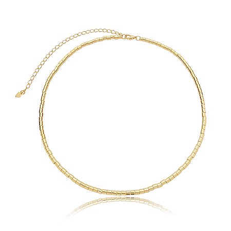 Colar de canutilho liso banho em ouro 18k