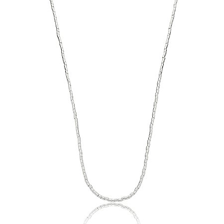 Colar de canutilho liso banho em rodio branco