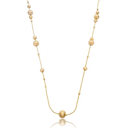 Colar liso escovado banho em ouro 18k
