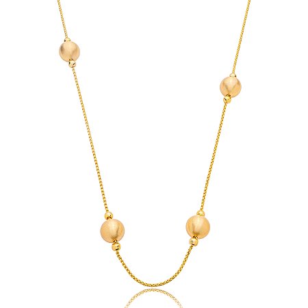 Colar liso acetinado banho em ouro 18k