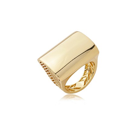 Anel dourado liso banho em ouro 18k