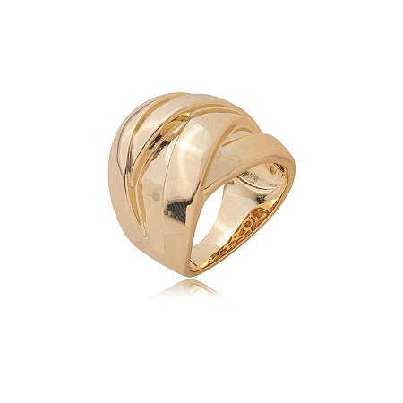 Anel dourado liso banho em ouro 18k