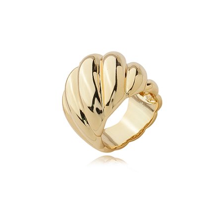 Anel dourado liso banho em ouro 18k