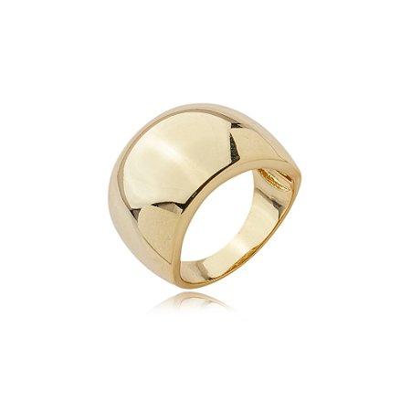Anel dourado liso banho em ouro 18k