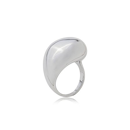 Anel liso banho em rodio branco