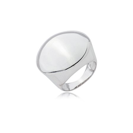 Anel liso banho em rodio branco