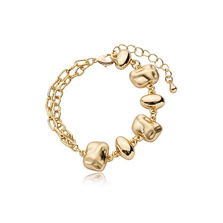 Pulseira lisa acetinada banho em ouro 18k
