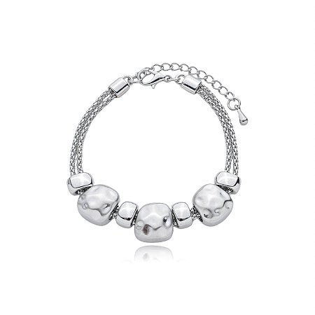 Pulseira lisa acetinada banho em rodio branco