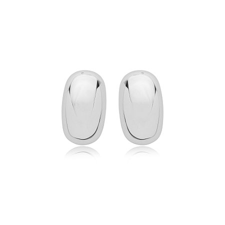 Brinco de base liso banho em rodio branco
