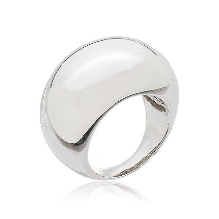 Anel liso banho em rodio branco