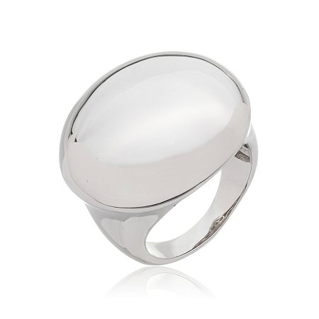 Anel liso banho em rodio branco