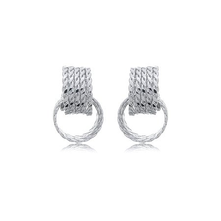 Brinco de base liso banho em rodio branco