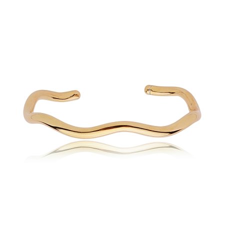 Bracelete dourado liso banho em ouro 18k