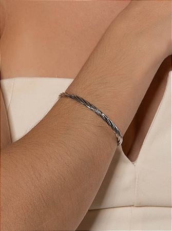 Bracelete liso banho em rodio branco