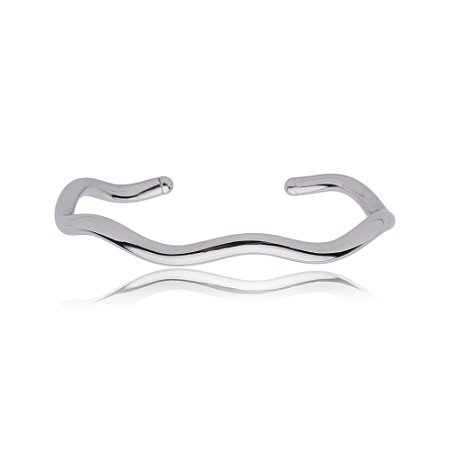 Bracelete liso banho em rodio branco