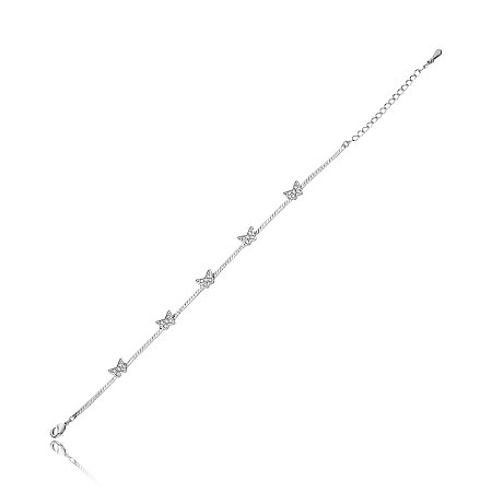 Pulseira de borboleta cravejada de zirconia cristal banho em rodio branco
