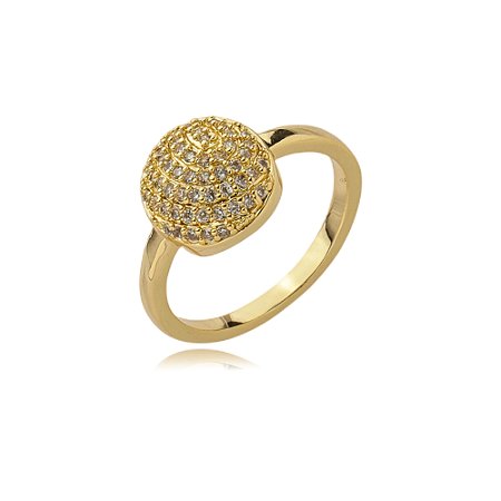 Anel dourado com zirconia cristal banho em ouro 18k