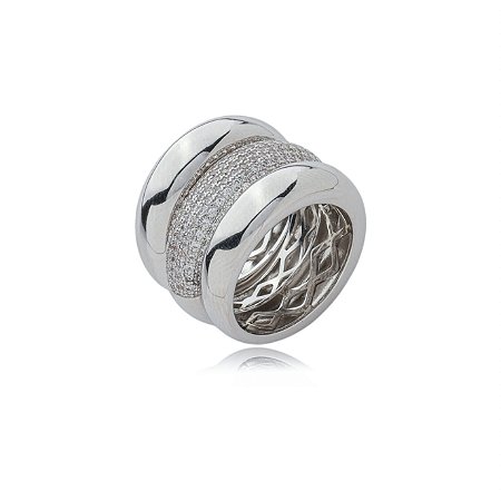 Trio de aneis cravejado de zirconia cristal banho em rodio branco