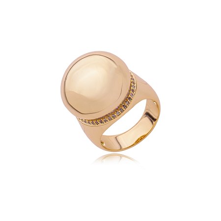 Anel dourado com zirconia cristal banho em ouro 18k