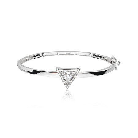 Bracelete cravejado de zirconia cristal banho em rodio branco