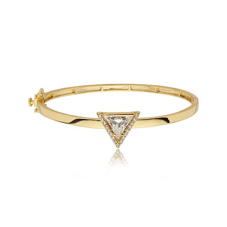 Bracelete cravejado de zirconia cristal banho em ouro 18k