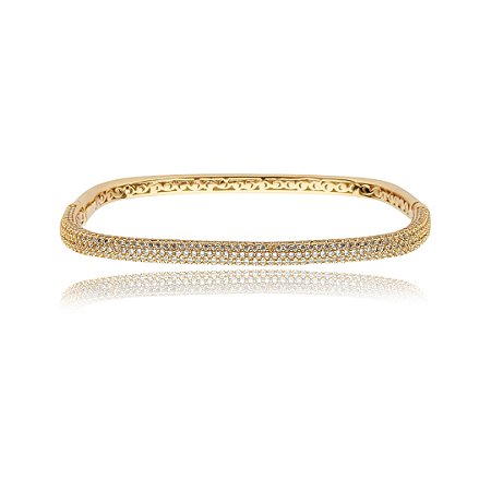 Bracelete cravejado de zirconia cristal banho em ouro 18k