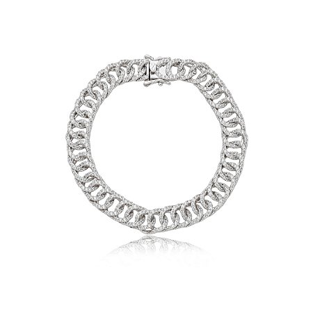 Pulseira cravejada com zirconia cristal banho em rodio branco