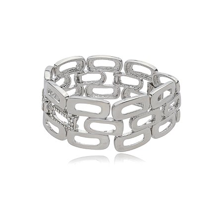 Pulseira cravejada com zirconia cristal banho em rodio branco