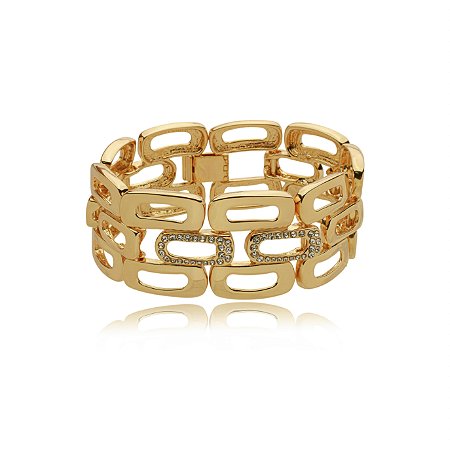 Pulseira cravejada com zirconia cristal banho em ouro 18k