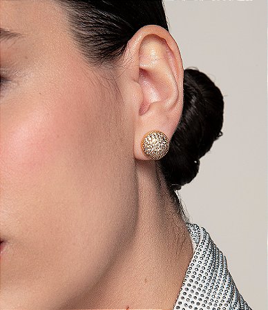 Brinco cravejado de zirconia cristal banho em ouro 18k