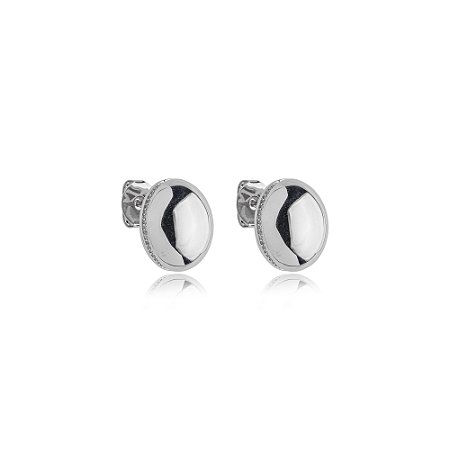 Brinco cravejado de zirconia cristal banho em rodio branco