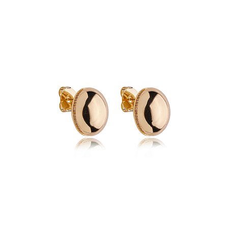 Brinco cravejado de zirconia cristal banho em ouro 18k