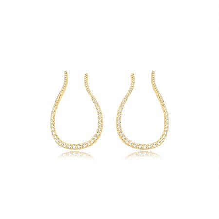 Brinco cravejado de zirconia cristal banho em ouro 18k