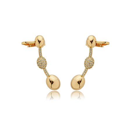 Brinco ear cuff cravejado de zirconia cristal banho em ouro 18k