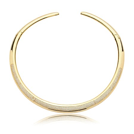 Colar de aro com zirconia cristal banho em ouro 18k