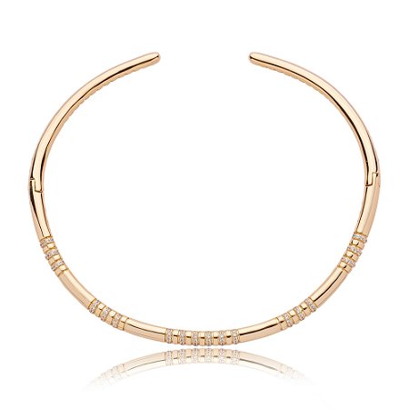 Colar de aro com zirconia cristal banho em ouro 18k