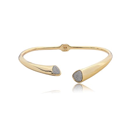 Colar de aro com zirconia cristal banho em ouro 18k