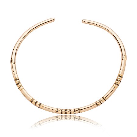 Colar de aro com zirconia onix banho em ouro 18k