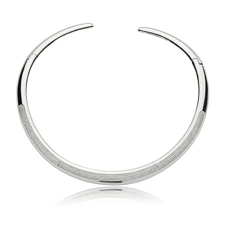 Colar de aro com zirconia cristal banho em rodio branco
