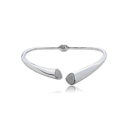 Colar de aro com zirconia cristal banho em rodio branco