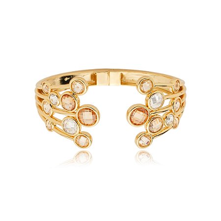 Bracelete dourado cravejado banho em ouro 18k