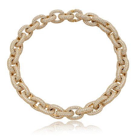 Colar luxo de corrente cravejado de zirconia cristal banho em ouro 18k