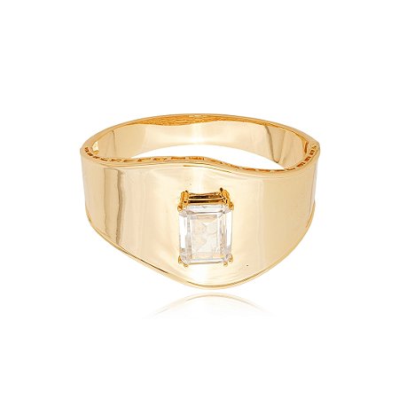 Bracelete dourado cravejado de zirconia cristal banho em ouro 18k