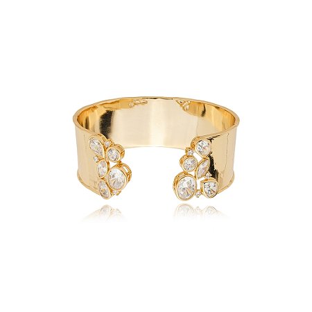 Bracelete cravejado de zirconia cristal banho em ouro 18k